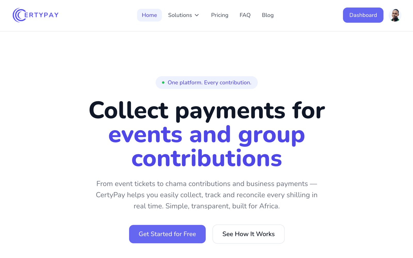 Screenshot of the CertyPay website